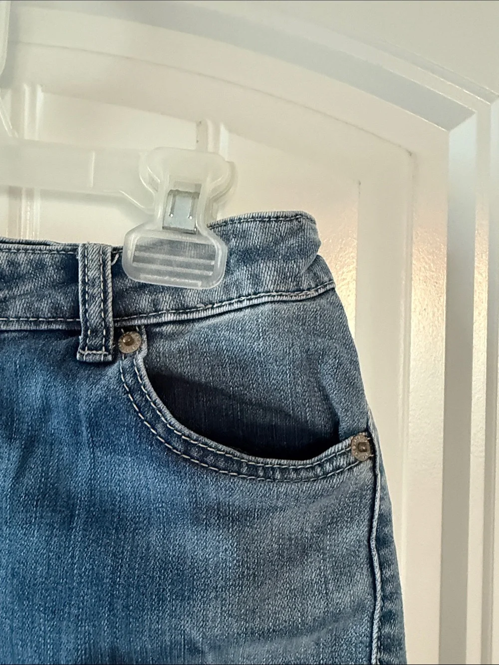 Gently worn Cat & Jack girls Light Blue Frayed Hem Denim Shorts